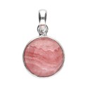 Medium Rhodochrosite Circle Pendant in Sterling Silver 925