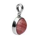 Medium Rhodochrosite Circle Pendant in Sterling Silver 925
