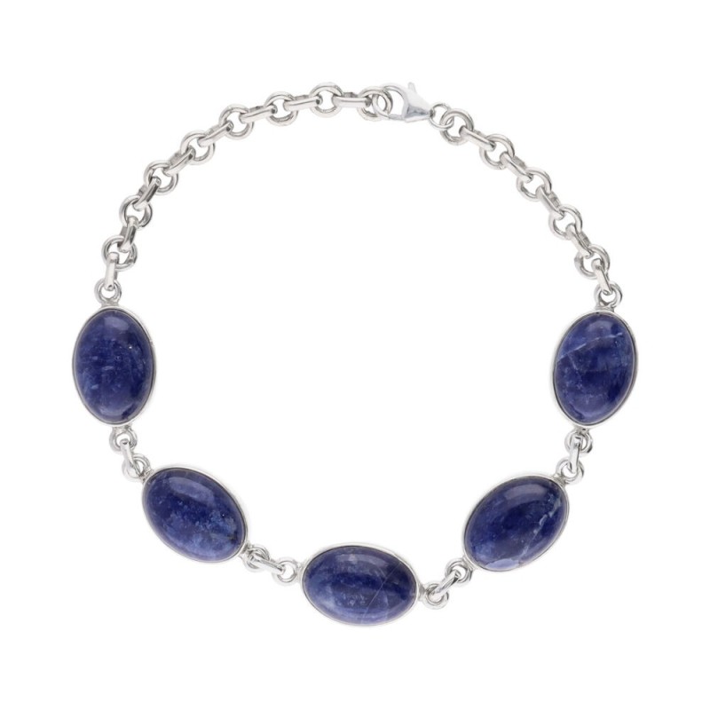Bracciale in Sodalite Media in Argento Sterling 925
