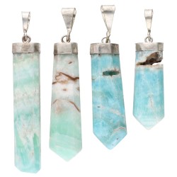 Pendente Punta Lucidata di Aragonite Blu in Argento Sterling 925
