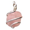 Pendentif en quartz rose avec spirale plaquée argent
