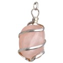 Rose Quartz Pendant with Spiral in Silver Plating