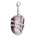 Amethyst Pendant with Spiral in Silver Plating