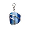 Blue Dyed Agate Pendant with Spiral in Silver Plating