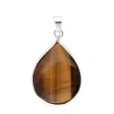 Silver Plated Tiger Eye Drop Pendant