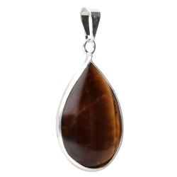 Silver Plated Tiger Eye Drop Pendant