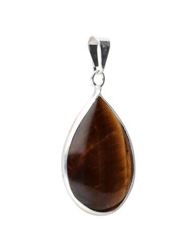 Silver Plated Tiger Eye Drop Pendant