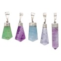 Fluorite Rainbow Polished Tip Pendant in Sterling Silver 925