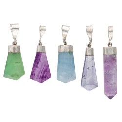 Pendente Punta Lucida di Fluorite Arcobaleno in Argento Sterling 925