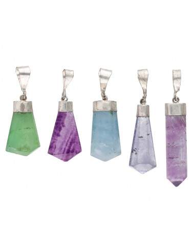 Fluorite Rainbow Polished Tip Pendant...