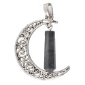 Silver Plated Moon Pendant with Shungite