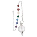Pêndulo Mermet com Quartzo Branco e Chakras em banho de prata (PEND111)