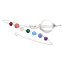 Pêndulo Mermet com Quartzo Branco e Chakras em banho de prata (PEND111)