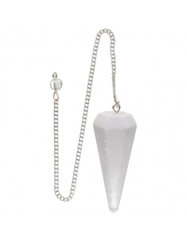 Pendolo in Selenite sfaccettata (FAC27)