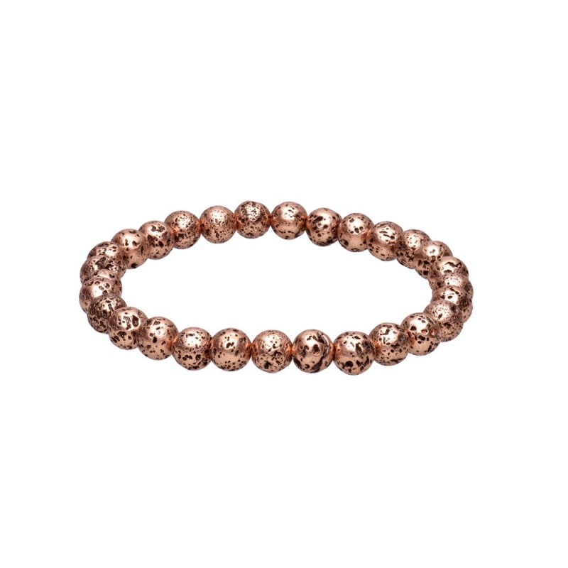 Bracciale in Lava con bagno in Rame 6 mm