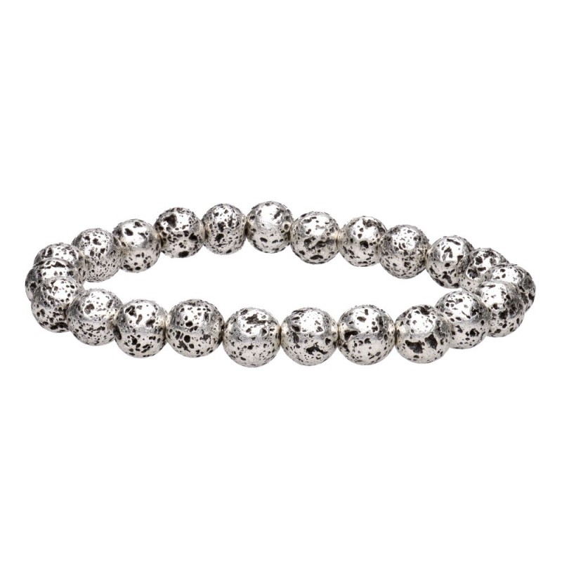 Bracciale in Lava placcato Argento 8mm