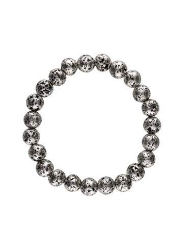 8mm Silver Plated Lava Bracelet