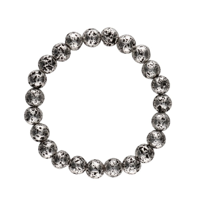 Bracciale in Lava placcato Argento 8mm