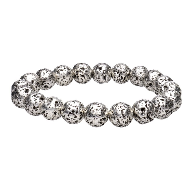 Bracciale in Lava con Bagno d'Argento 10mm