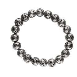 Bracciale in Lava con Bagno Placcato Argento 10mm