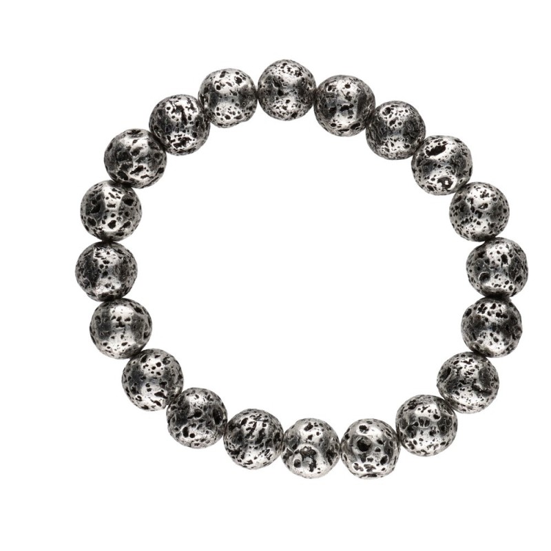 Bracciale in Lava con Bagno d'Argento 10mm