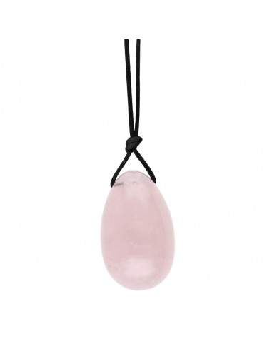 Huevo Yoni Medio di Quarzo Rosa con Foro