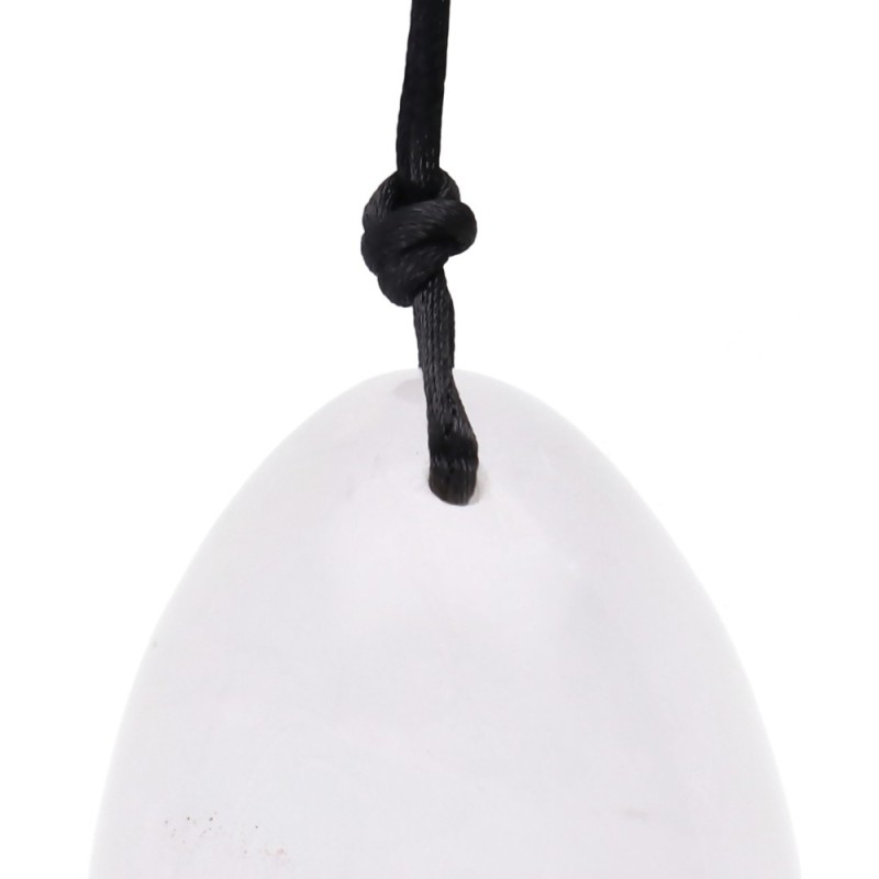 Uovo Yoni Medio in Quarzo Bianco con Foro