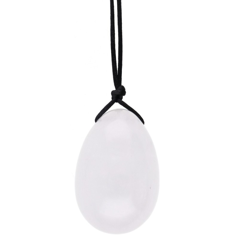 Uovo Yoni Grande in Quarzo Bianco con Foro