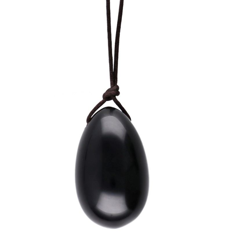 Uovo Yoni Medio in Obsidiana con Foro