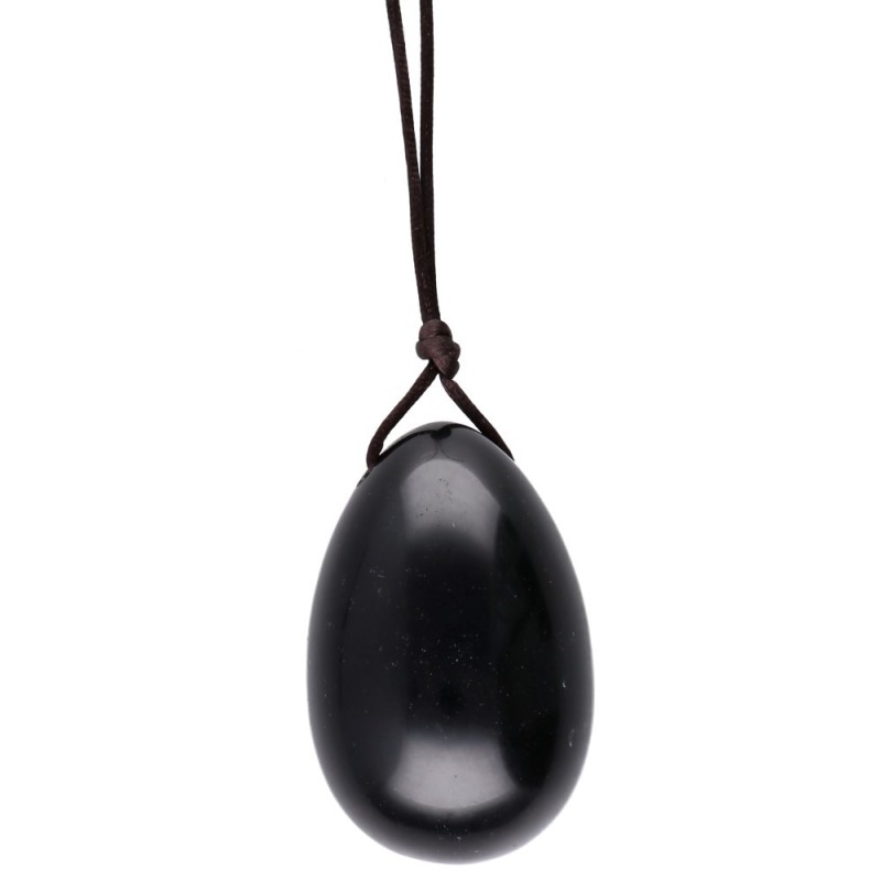 Uovo Yoni Grande in Obsidiana con Foro
