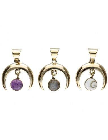 Pendentif en bronze avec minéral...