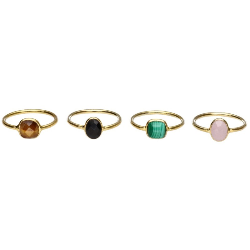 Anello con Minerale Casuale in Argento Sterling 925 e Bagno d'Oro