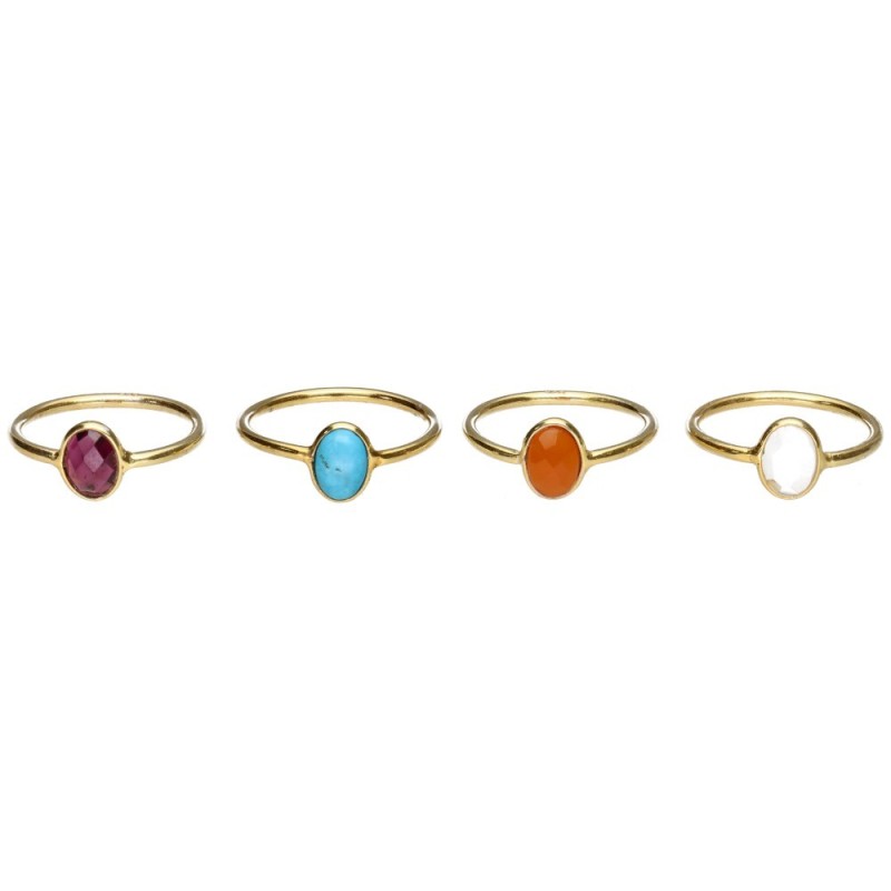Anello con Minerale Casuale in Argento Sterling 925 e Bagno d'Oro