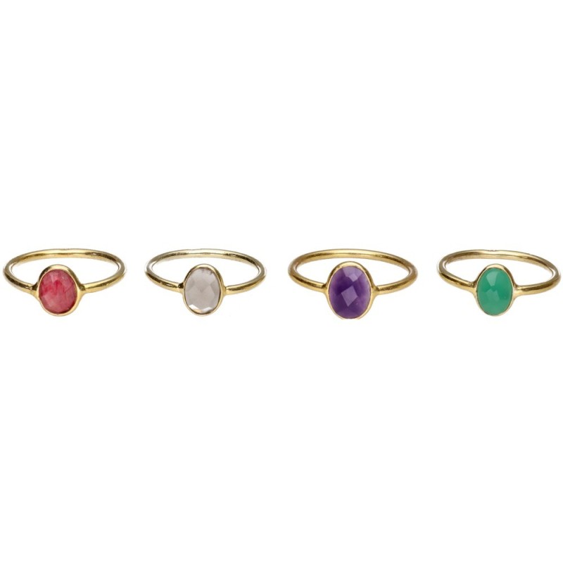 Anello con Minerale Casuale in Argento Sterling 925 e Bagno d'Oro