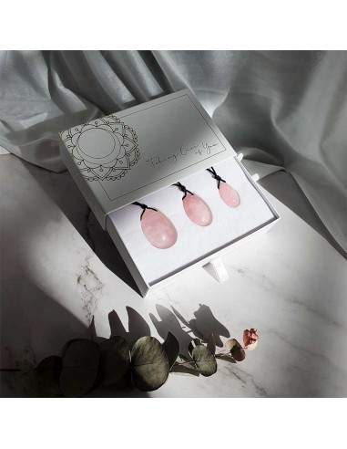 Pack Uova Yoni di Quarzo Rosa con Foro