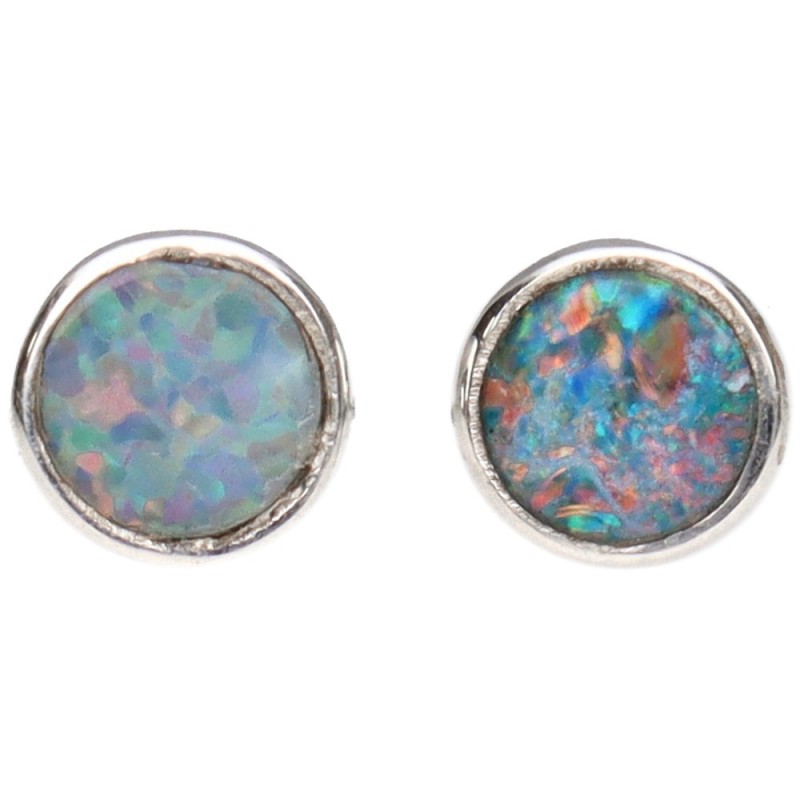 Orecchini a bottone in opale in argento sterling 925