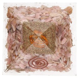 Piramide Orgonita di Rodocrosite in Resina con Spirale 7x7cm