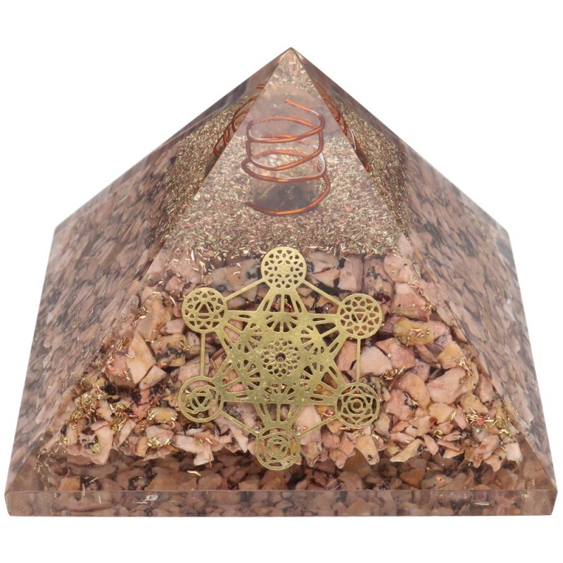 Piramide di Rodonite in Resina con Metatron 7x7cm