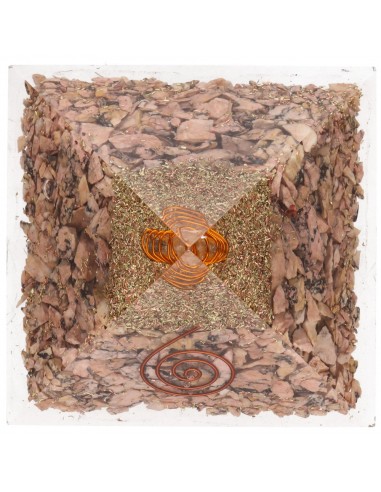 Piramide in resina di Rodonite con...