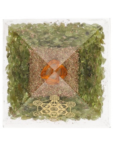 Resin Peridot Pyramid with Metatron...