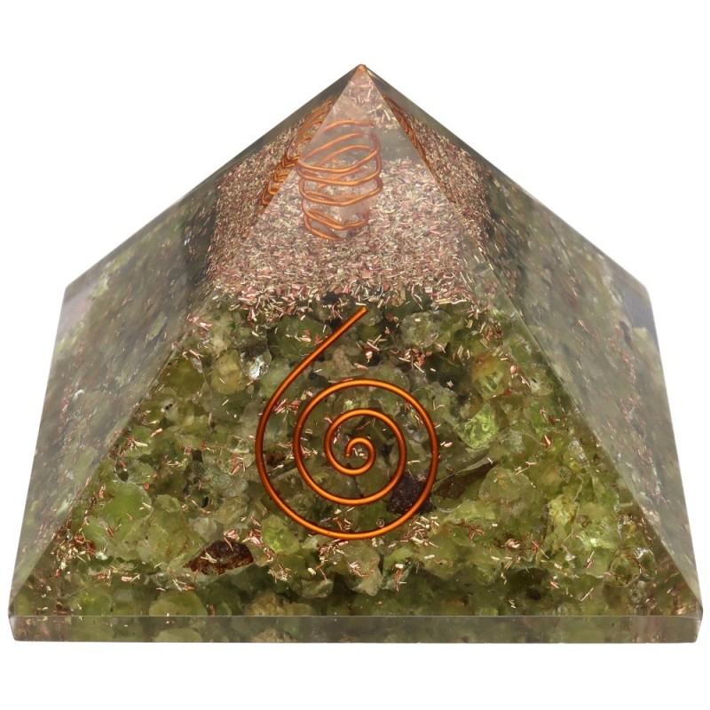 Piramide di Peridoto in Resina con Spirale 7x7cm