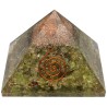 Piramide Orgonite in Peridoto in Resina con Spirale 7x7cm