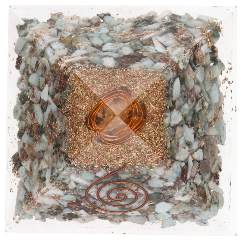 Piramide di Larimar in Resina con Spirale 7x7cm