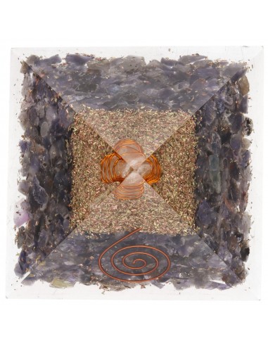 Resin Iolite Pyramid with Spiral 7x7cm