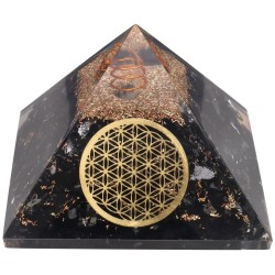 Piramide di Shungite in Resina con Fiore della Vita 7x7cm