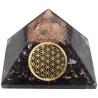 Pyramide en résine de shungite avec fleur de vie 7x7cm