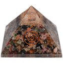 Pirâmide de turmalina bicolor em resina com espiral 7x7cm