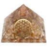 Resin Citrine Pyramid with Flower of Life 7x7cm