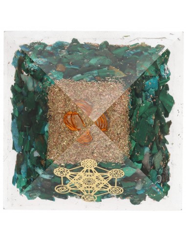 Malachite Resin Pyramid with Metatron...