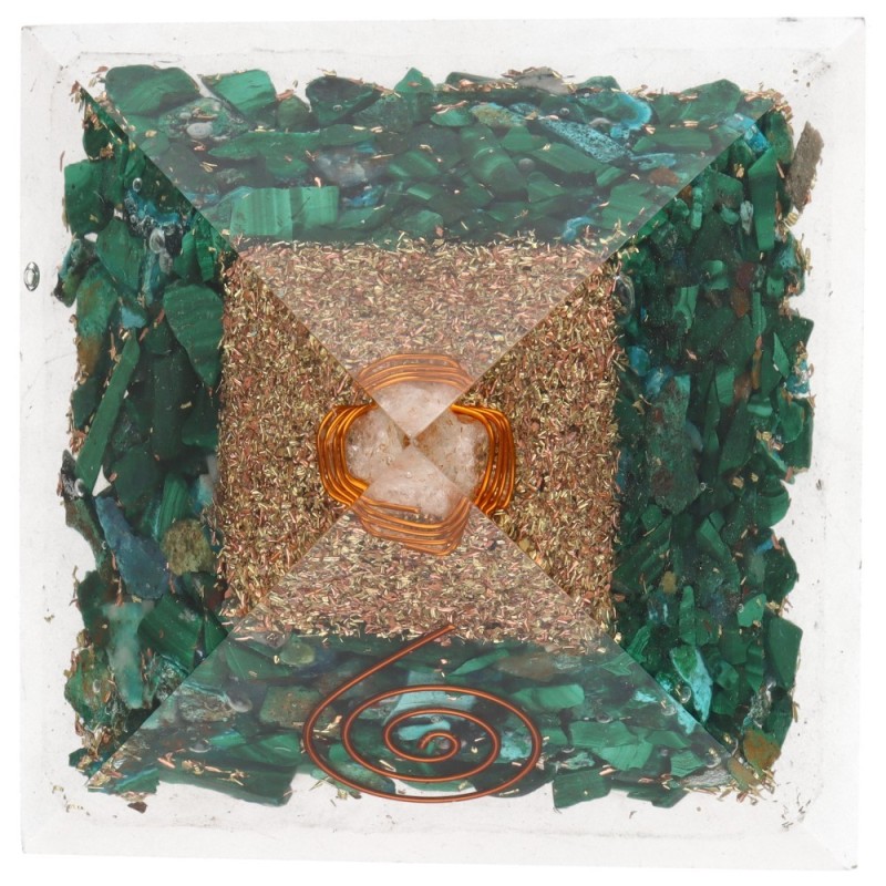 Piramide di Malachite in Resina con Spirale 7x7cm